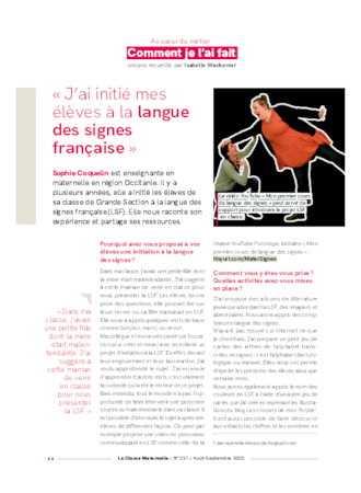 « J’ai initié mes élèves à la langue des signes française »