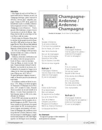 Les régions de France en chansons / Champagne-Ardenne (Cycle 3)