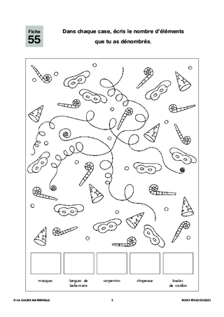 100 fiches de maths français GS. Carnaval