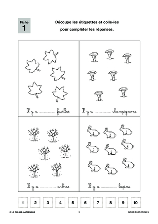 100 fiches de maths français GS. L'automne