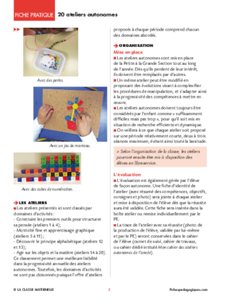 20 ateliers autonomes