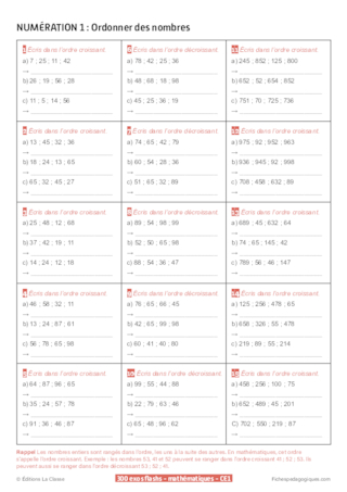 300 exercices flashs de mathématiques niveau CE1-CE2