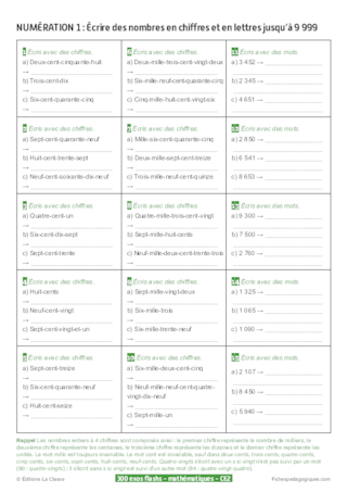 300 exercices flashs de mathématiques niveau CE2-CM1