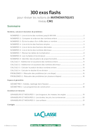 300 exercices flashs de mathématiques niveau CM1-CM2
