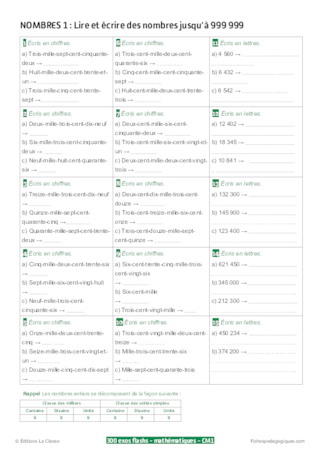 300 exercices flashs de mathématiques niveau CM1-CM2