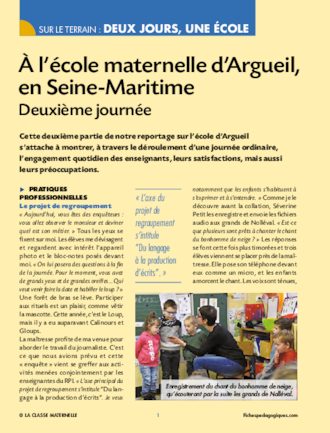 À l’école maternelle d’Argueil, en Seine-Maritime Deuxième journée