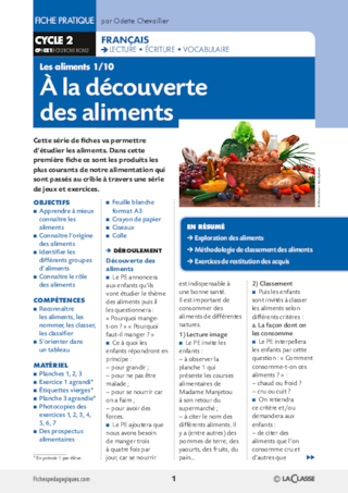 A la decouverte des aliments