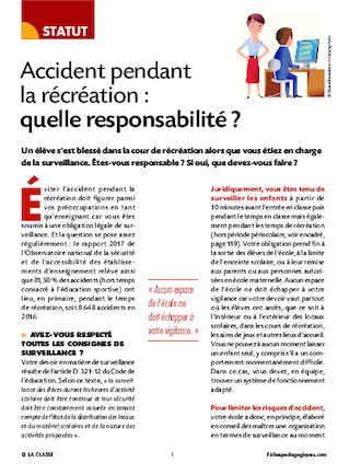 Accident pendant la récréation : quelle responsabilité ?