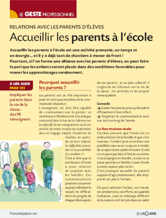 Accueillir les parents à l'école