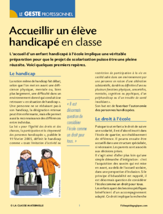 Accueillir un élève handicapé en classe