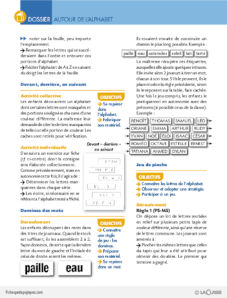 Activités autour de l'alphabet (dossier)