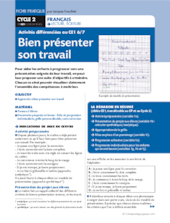 Activités différenciées au CE1. Bien présenter son travail