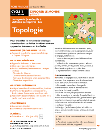 Activités perceptives (1) : topologie