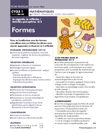 Activités perceptives (2&3) : formes et grandeurs