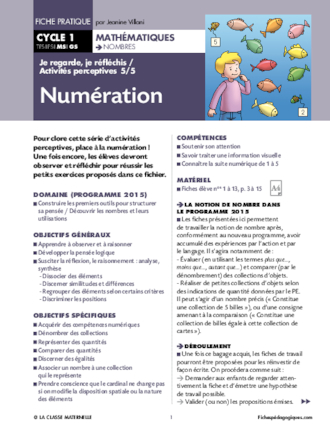 Activités perceptives (5) : numération