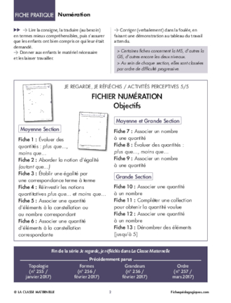 Activités perceptives (5) : numération