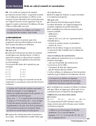 Aide en calcul mental et numération