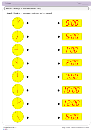 10 exercices pour s'entraîner à lire l'heure (cadrans à compléter) -  Apprendre, réviser, mémoriser