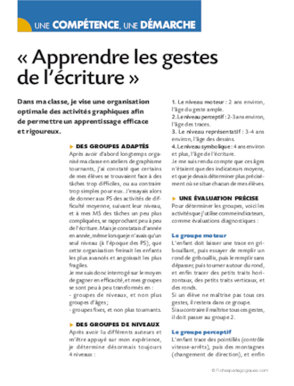 Apprendre les gestes de l'écriture