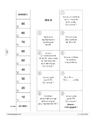 Apprentissage de la dizaine et de la centaine / Le jeu de l'échelle