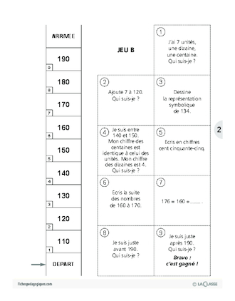 Apprentissage de la dizaine et de la centaine / Le jeu de l'échelle