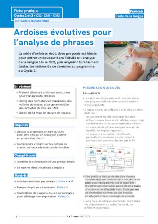 Ardoises évolutives pour l'analyse de phrases