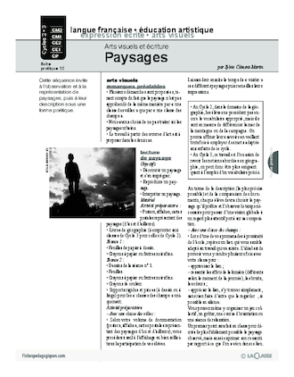 Arts Visuels Et Ecriture 10 Paysages Cycle 2 Fichespedagogiques Com