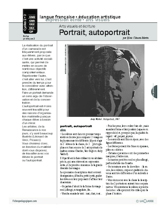 Arts visuels et écriture (2) / Portrait, autoportrait (Cycle 2)
