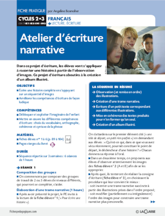 Atelier d'écriture narrative