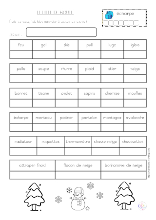 Atelier des mots de l'hiver
