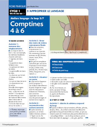 Ateliers langage : le loup (3) / Comptines 4 à 6