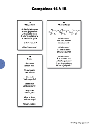 Ateliers langage : le loup (7) / Comptines 16 à 18