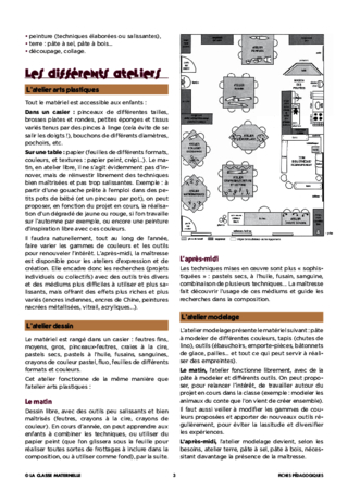 Ateliers plastiques en classe maternelle