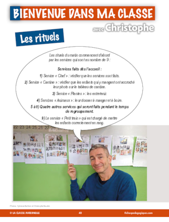 Bienvenue dans ma classe avec Christophe : les rituels