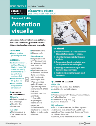 Bonne nuit 4/6.  Attention visuelle