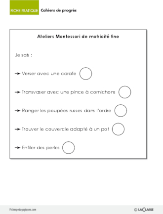 Cahiers de progrès. Montessori 7/7