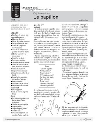 Cajolicomptines (10) / Le papillon