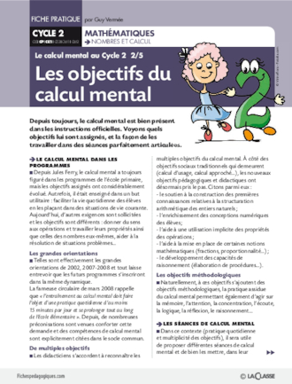 Calcul mental au cycle 2