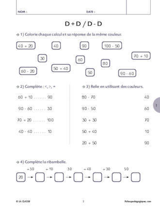 Calcul mental CE1 CE2 additions et soustractions - FichesPédagogiques.com