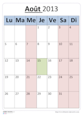 Calendrier année scolaire 2013-2014