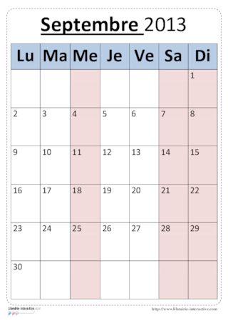 Calendrier année scolaire 2013-2014