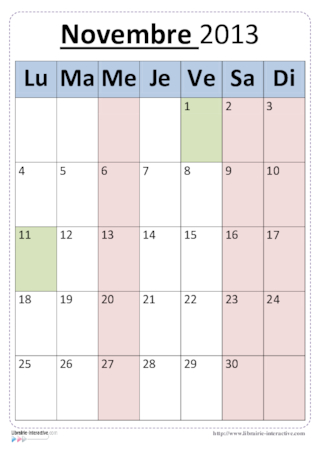 Calendrier année scolaire 2013-2014