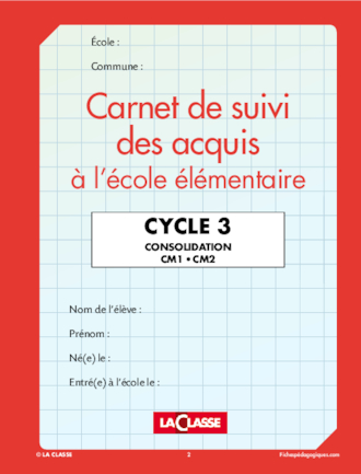 Carnet de suivi des acquis cycle 3 CM1 CM2