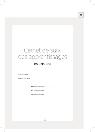 Carnet de suivi des apprentissages Cycle 1 2020