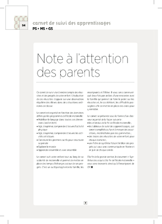 Carnet de suivi des apprentissages Cycle 1 2020