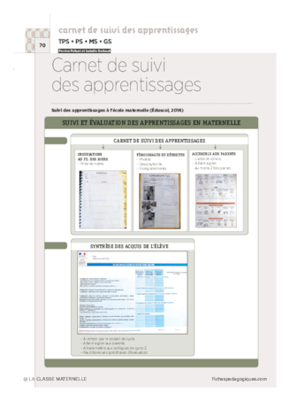 Carnet de suivi des apprentissages en maternelle