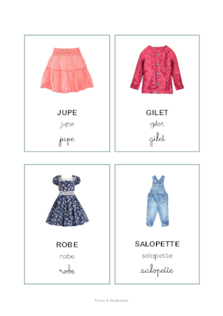 Cartes de nomenclature - Les vêtements