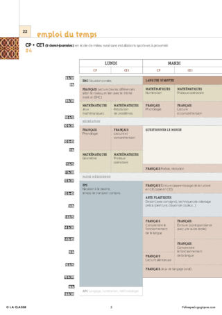 CE1 - 6 Emplois du temps - Nouveaux programmes 2016