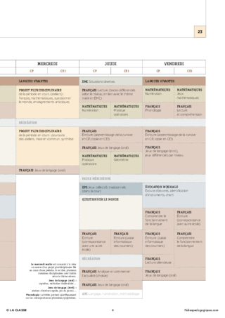 CE1 - 6 Emplois du temps - Nouveaux programmes 2016