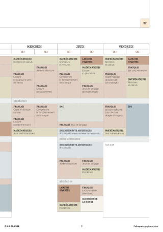 CE2 - 6 Emplois du temps - Nouveaux programmes 2016